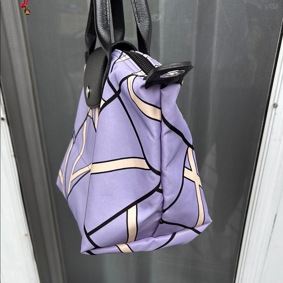 LONGCHAMP PARIS FRANCE LADIES Geometric Purple Black TOTE Handbag-RARE! - Picture 11 of 16